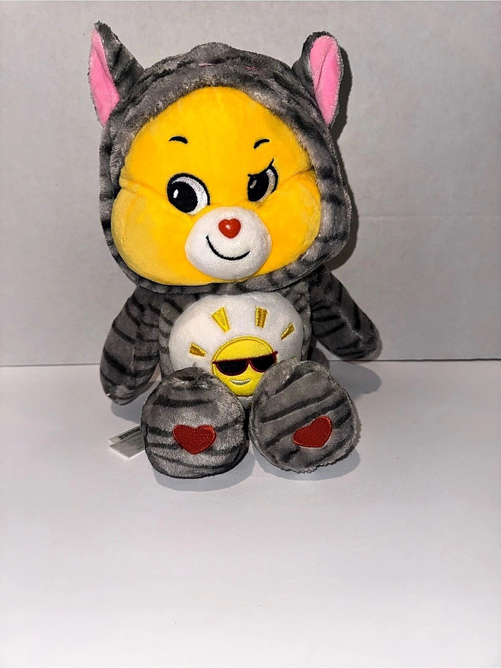 Care Bears Funshine Bear Kitty Cat Hoodie Friends Plush Gray & Yellow